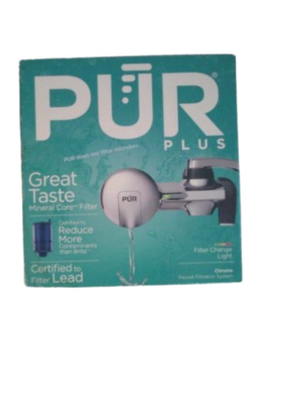 PUR Plus Faucet Mount Filter Chrome NIP, Open Box